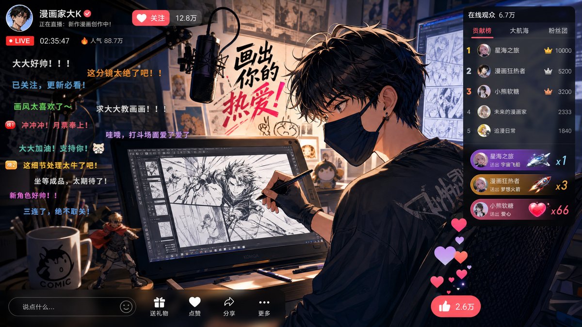 每日R星漫画mv - 漫画家直播创作全过程视频回放